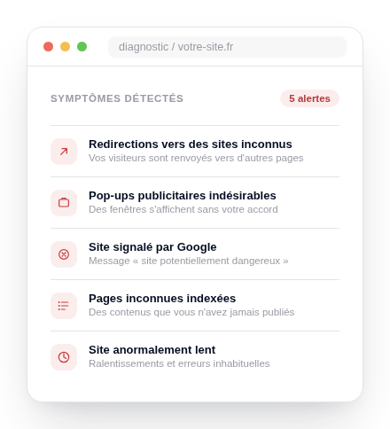 Symptoms d'un eiste WordPress piraté
