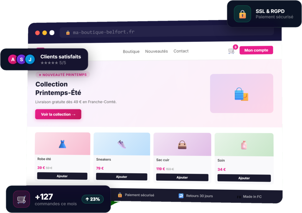création site e-commerce Belfort boutique WooCommerce sur mesure