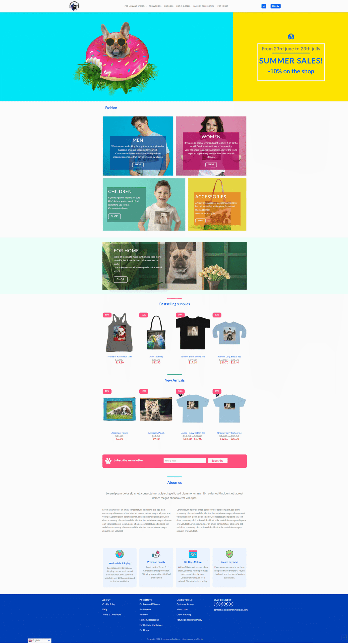 Création de mockup pour site WooCommerce, ui designer à Ajaccio (20), page d'accueil