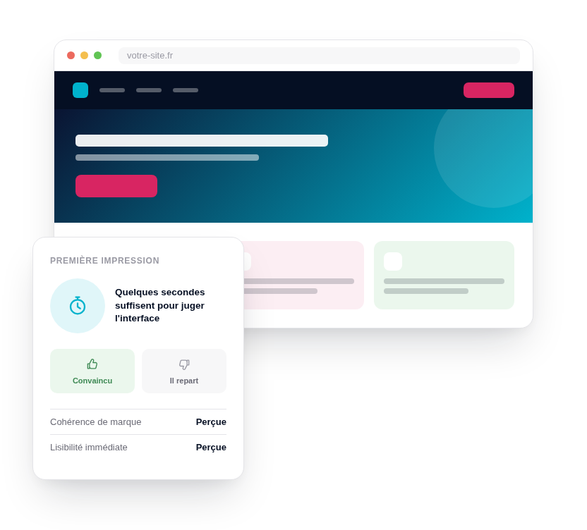 Interface web jugée en quelques secondes par les visiteurs