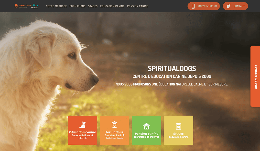 Site internet de l'éducateur canin Spiritualdogs