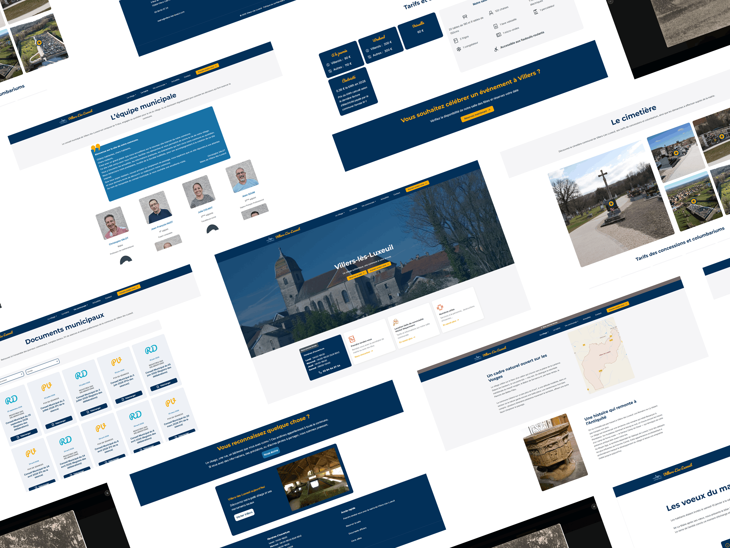 Planche de webdesign du site de la mairie de Villers-lès-Luxeuil, thème WordPress sur mesure
